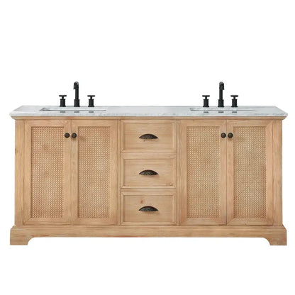 Hervas Bathroom Vanity  Natural Marble Top Console Cabinet (Mirror Not Included)