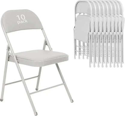 Set of Six Black Folding Chairs ¡ª Leather-Upholstered Event Seating for Weddings, Offices &amp; Gatherings