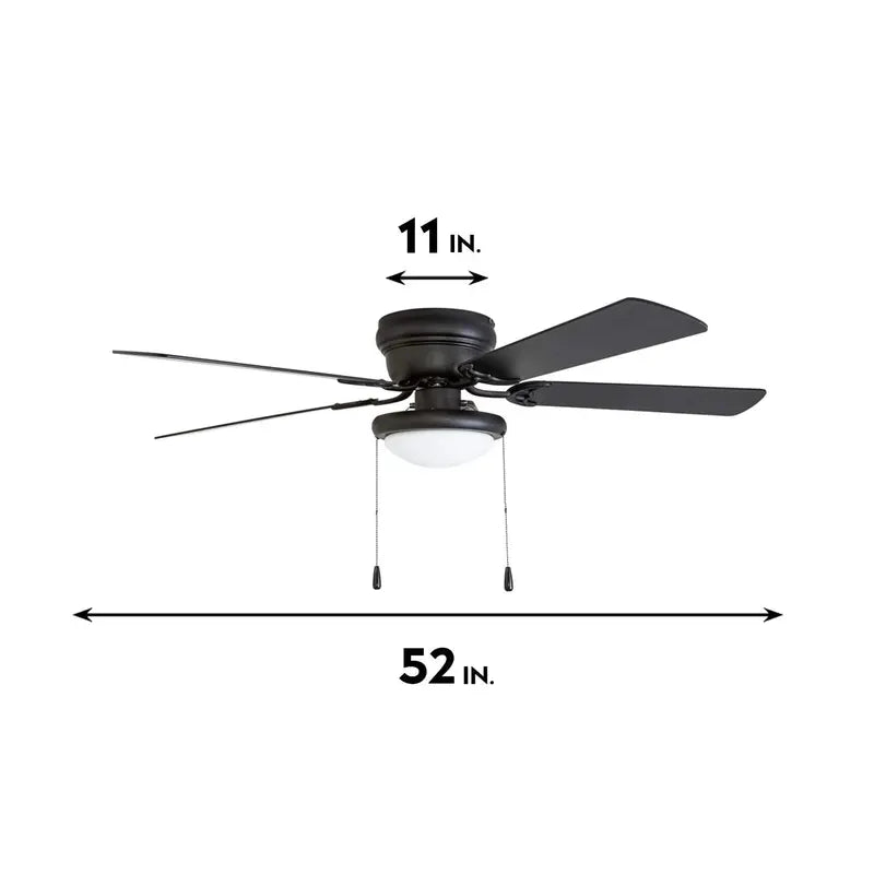 Portage Bay Hugger 52  Matte Black West Hill Ceiling Fan with Bowl Light Kit