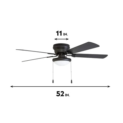 Portage Bay Hugger 52  Matte Black West Hill Ceiling Fan with Bowl Light Kit