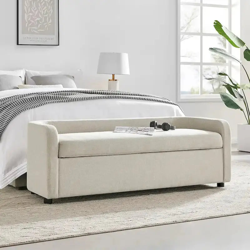Wendy Upholstered Storage Bench  Compact Footstool with Hidden Compartment