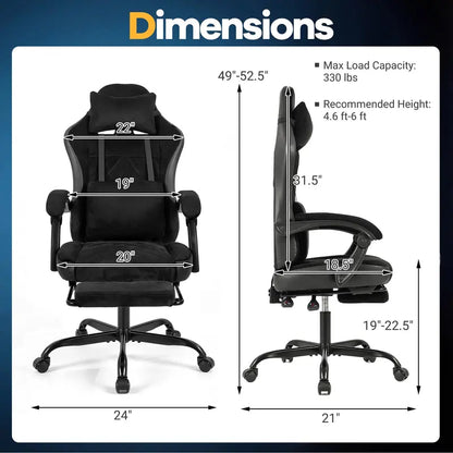 Adjustable Ergonomic Gaming Chair with Headrest and Lumbar Support