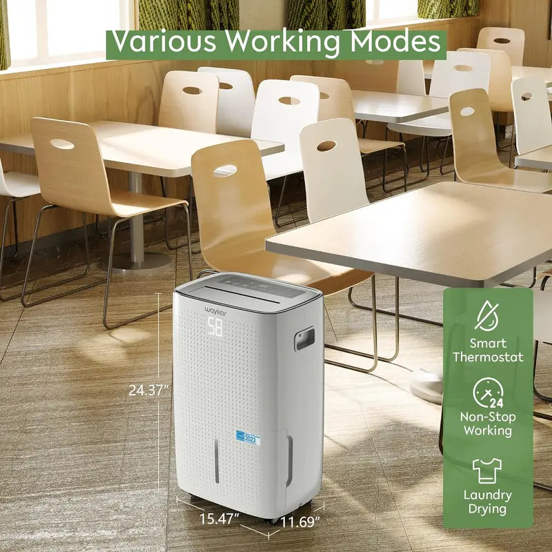 Waykar 2,000 Sq. Ft. Dehumidifier  Auto/Manual Drain Options, 0.66-Gallon Tank, Compact Design for Home & Basement Use