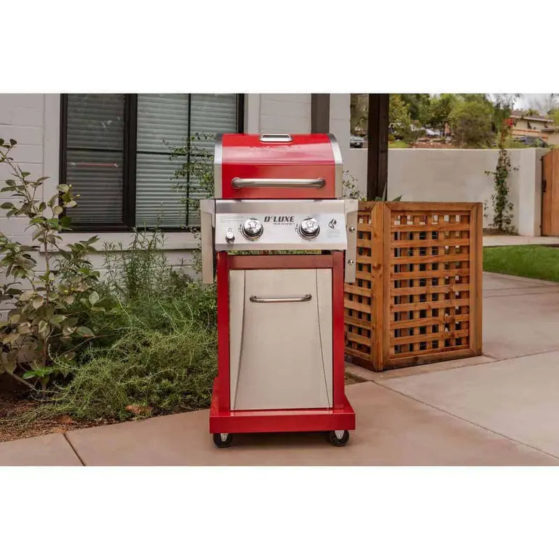 Nexgrill 2-Burner Red Propane Grill  Stainless Steel, 28,000 BTU, Space-Saving Outdoor Cooking Station