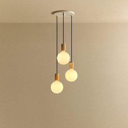 Triple Pendant in Oak + Sphere IV