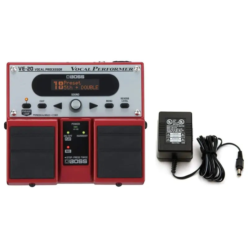 Boss VE-20 Vocal Performer Pedal  Multi-Effects Processor for Singers with Built-in Power Supply