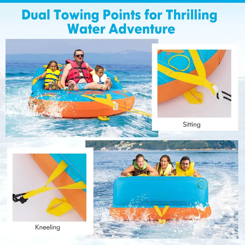 Multi-Rider Inflatable Towable Tube  Durable Water Sport Pull Toy for 13 People