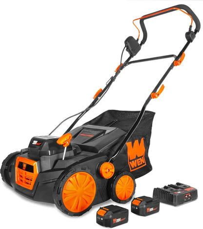 WEN DT1516 16-Inch 2-in-1 Electric Dethatcher and Scarifier with Integrated Debris Collection Bag
