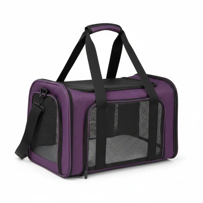 Collapsible Pet Carrier with Breathable Mesh Panels and Two Size Options