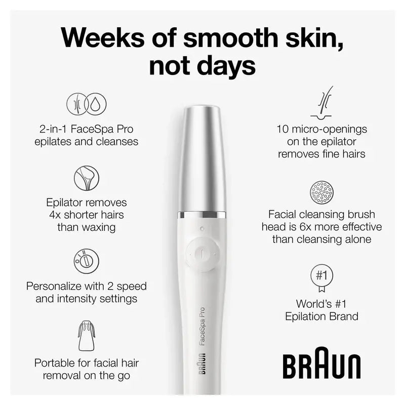 Braun FaceSpa Pro 910 Epilator  Facial Hair Remover with Micro-Adjustable Tweezers