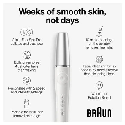 Braun FaceSpa Pro 910 Epilator  Facial Hair Remover with Micro-Adjustable Tweezers