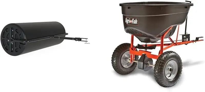 18″ x 48″ Poly Lawn Roller with Steel Frame | 550-Lb Capacity Tow-Behind Drum Roller for Tractors | Includes Water Fill Plug & Drain Cap