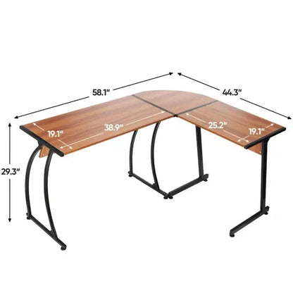 Reversible L-Shaped Gaming Desk  58-Inch MDF Corner Workstation in Walnut Finish
