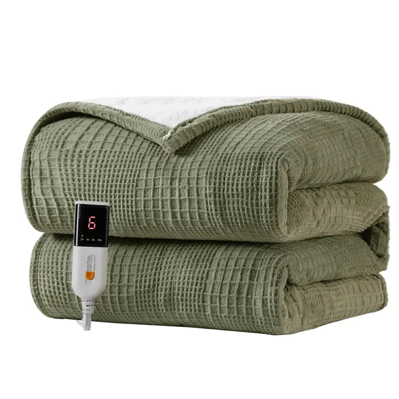 Adjustable Electric Heated Blanket with Precise Temperature Control & Auto-Shutoff Timer