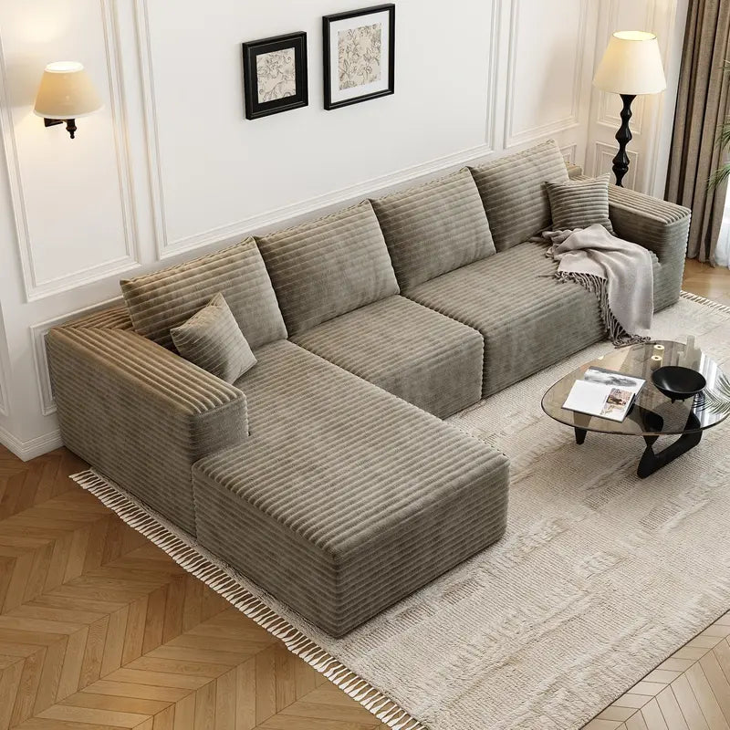 Cloud Modular L-Shaped Sectional Sofa  107.5-Inch Minimalist Corner Lounge with Deep Seating