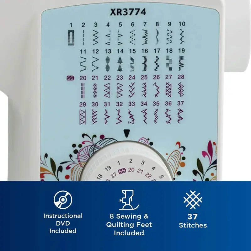 XR3774 Sewing and Quilting Machine  37 Built-in Stitches & 8 Specialty Presser Feet Included