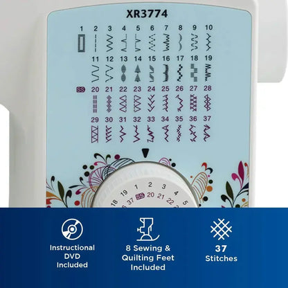 XR3774 Sewing and Quilting Machine  37 Built-in Stitches & 8 Specialty Presser Feet Included