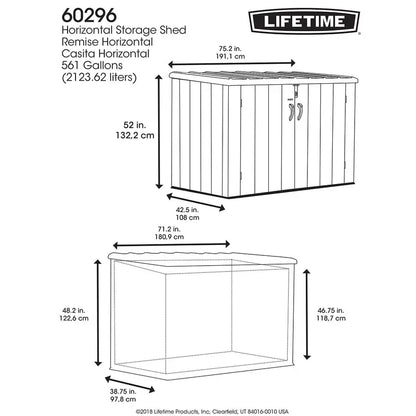 Lifetime 6′ x 3′ Horizontal Storage Shed  2,407-Liter Capacity (1.9m x 1.1m)
