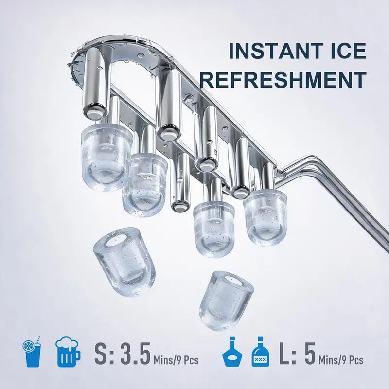 High-Yield Countertop Ice Maker  38 lb/Day Output, 9 Cubes in 3.5 Minutes, Dual Bullet Sizes, Self-Cleaning for Camping, RV & Parties