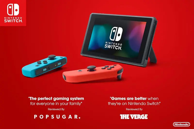 Renewed Neon Red and Neon Blue Joy-Con Controllers for Nintendo Switch