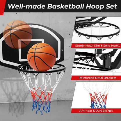 Heavy-Duty Wall-Mounted Basketball Hoop with Shatterproof 28.5″ x 18″ Backboard and 17″ Steel Rim