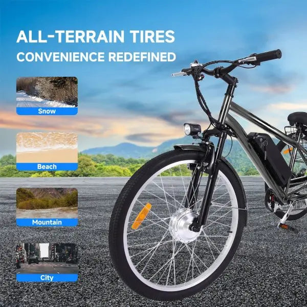 26-Inch Adult Electric Tricycle  3-Wheel Fat-Tire Design, 7-Speed, 350W Motor, 36V 10Ah Removable Battery