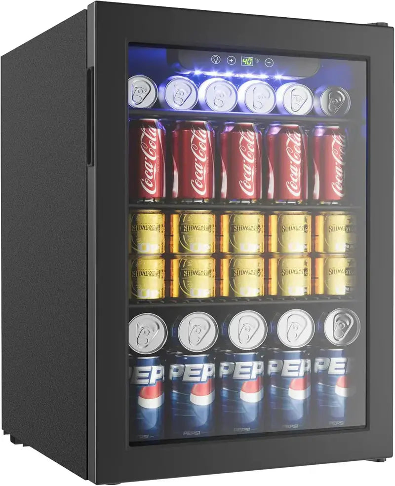 EUHOMY Beverage Refrigerator  130-Can Glass-Door Mini Fridge for Soda, Beer & Drinks