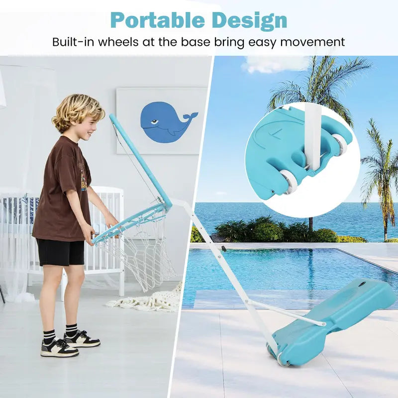 Poolside Adjustable Basketball Hoop  3.1 to 4.1 FT Height, 32″ Shatterproof Backboard