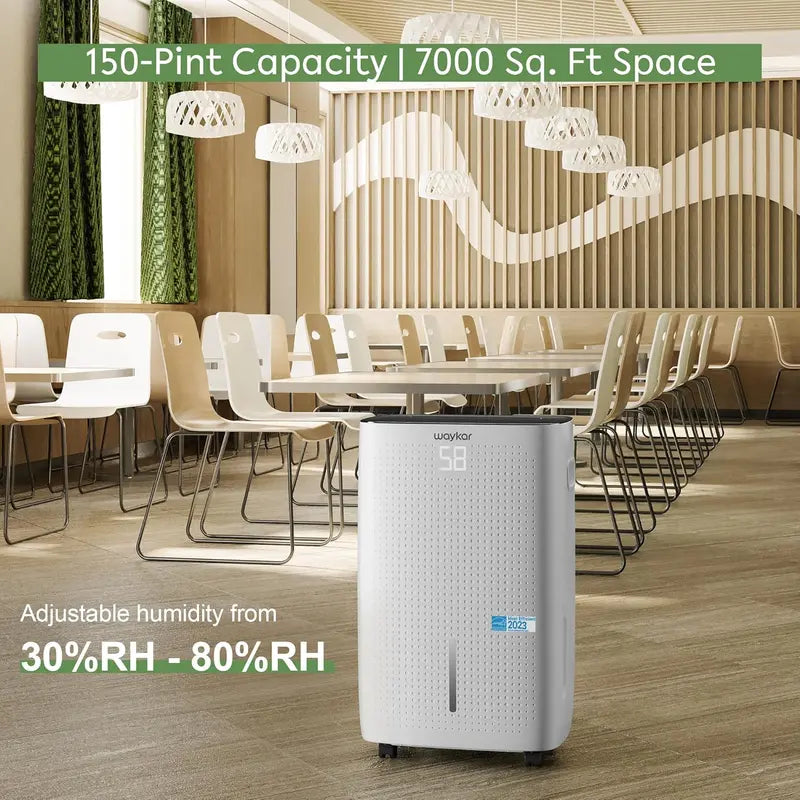 Waykar 2,000 Sq. Ft. Dehumidifier  Auto/Manual Drain Options, 0.66-Gallon Tank, Compact Design for Home & Basement Use