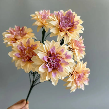 Dahlia-Inspired Silk Bouquet  Mixed Rose and Peony Arrangement for Desktop & Interior Styling
