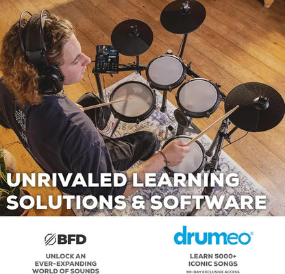 Nitro Max Bluetooth Electric Drum Kit with Mesh Heads and Wireless Connectivity