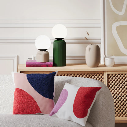 Lampe   poser en c ramique verte et globe de verre Gauguin