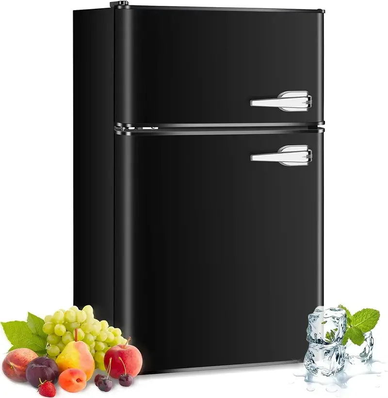 Compact Dual-Door Refrigerator with Freezer Compartment  Energy-Efficient Mini Fridge Model F6893
