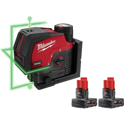 M12 12V Lithium-Ion 125 ft. Cross Line & Plumb Laser Level Kit  3 Batteries Included