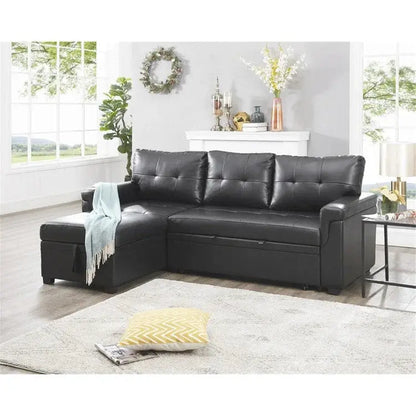 Convertible Modular Sectional Sofa  Reversible Design with Sleeper Bed & Concealed Chaise Compartment