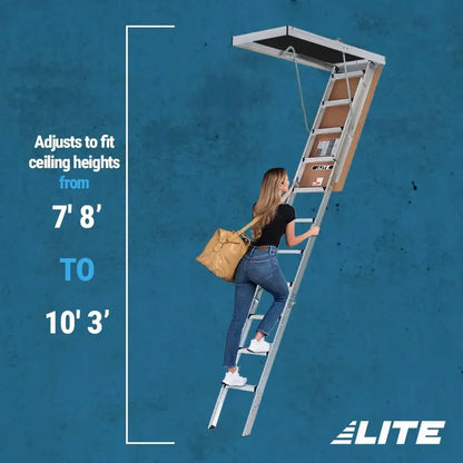 LITE 10-Foot Aluminum Attic Ladder  Type IAA Duty Rating, 375-LB Load Capacity