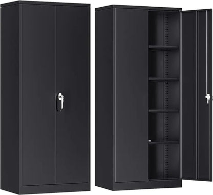 Atripark Heavy-Duty Locking Metal Storage Cabinet  72-Inch Tall Garage Tool Organizer with Doors