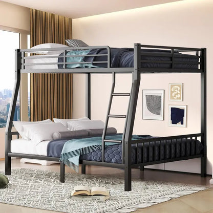 Cyranture Heavy-Duty Twin-over-Full Metal Bunk Bed  Reinforced Guardrails & Sturdy Frame