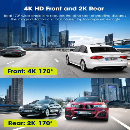 TOGUARD Dash Cam 4K with 5Ghz Wifi GPS, 4K+2K Dash Cam Front and Rear 3.16  Touch Screen with 64GB Memory Card