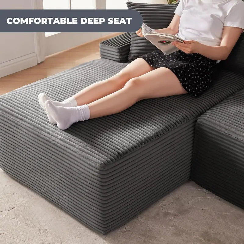 110-Inch Boneless Cloud Sofa: Ultra-Modular Living Room Lounge with Deep, Supportive Seating