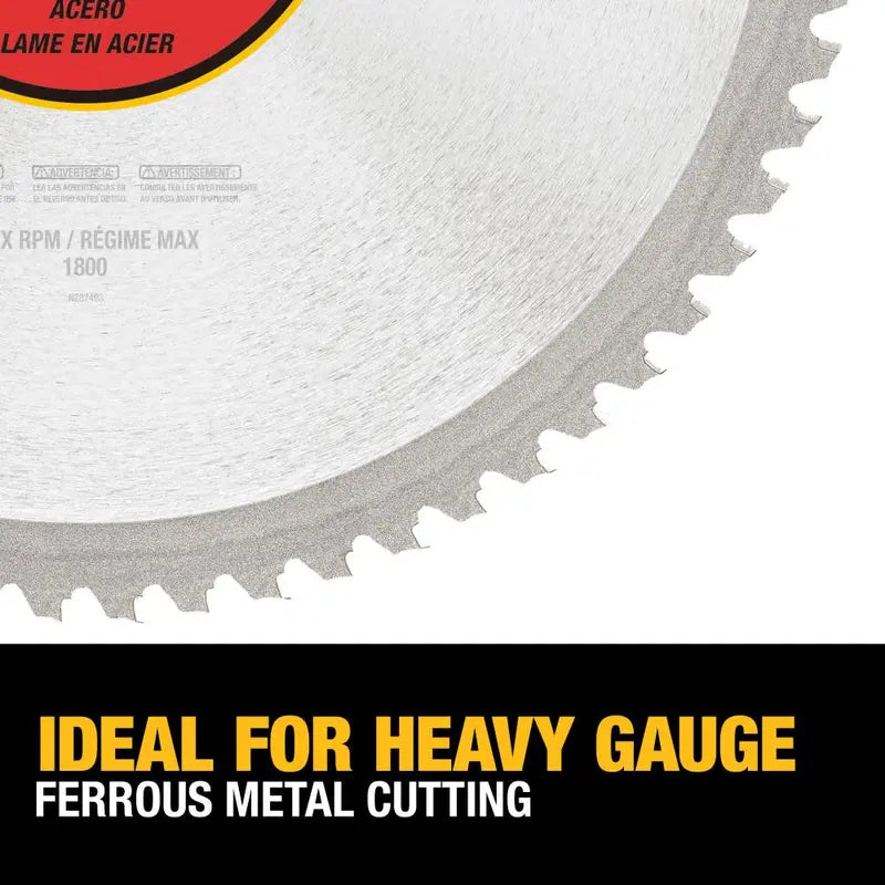 DEWALT 14 66T Heavy Gauge Ferrous Metal Cutting Saw Blade 1 Arbor