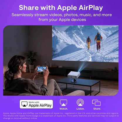 Aurzen Roku TV Smart Projector with Built-in Streaming, Wi-Fi, and Bluetooth
