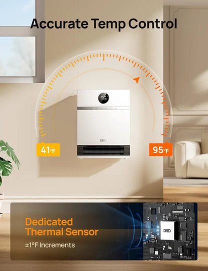 Dreo Smart Wall-Mounted PTC Heater | IP24-Rated Space Heater with 30° Oscillation, Alexa Compatibility, Remote, 24H Timer & Easy Installation for Bedrooms or Offices