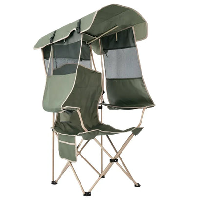 Adjustable Canopy Camping Chair with Rear Sun Shade Panel for Extended Outdoor Use