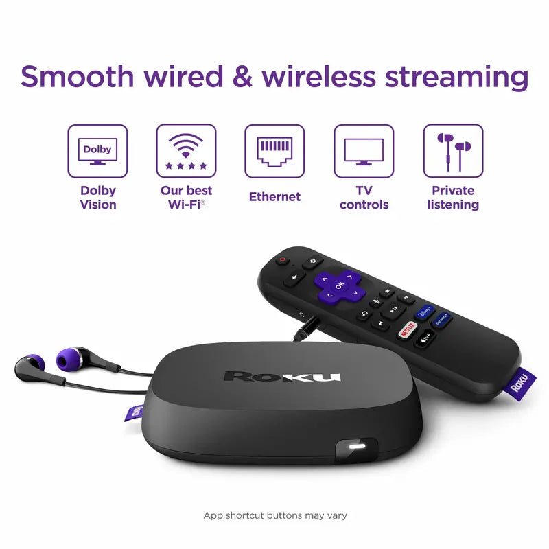 Roku Ultra LT (2021) 4K HDR Streaming Player with Dolby Vision, Voice Remote, and HDMI Cable