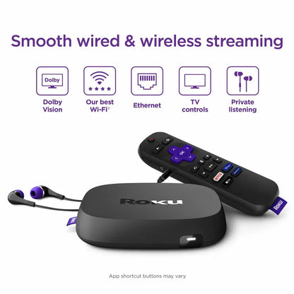 Roku Ultra LT (2021) 4K HDR Streaming Player with Dolby Vision, Voice Remote, and HDMI Cable