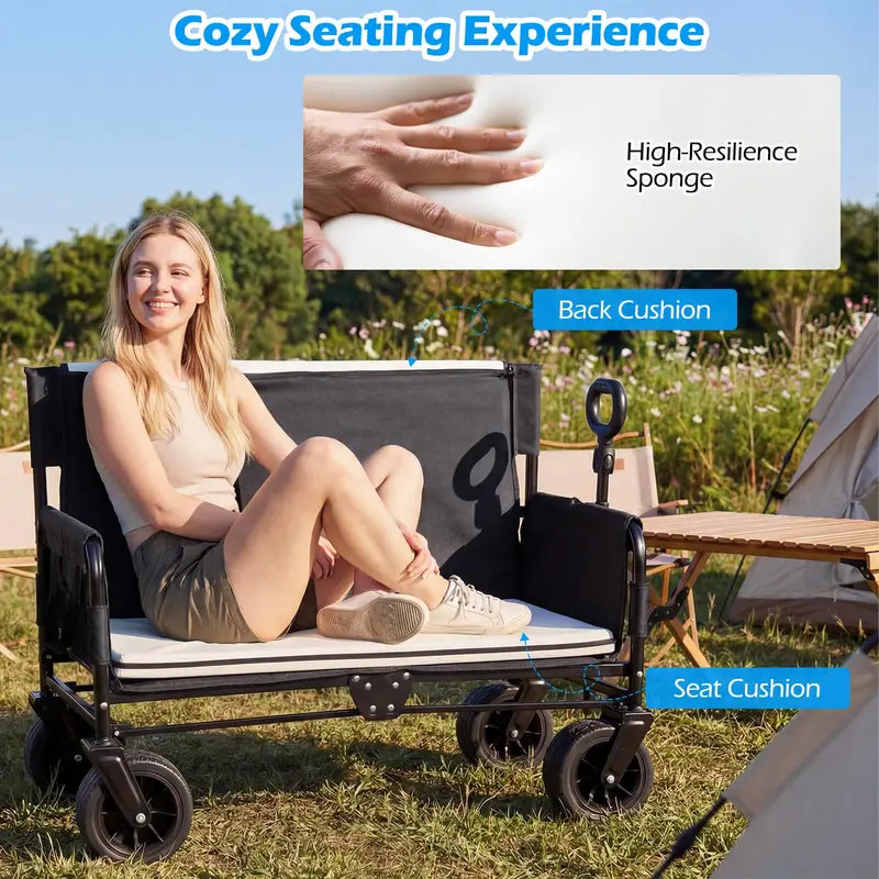 Convertible Wagon-Bench Combo  Push/Pull Handle + Padded Seating