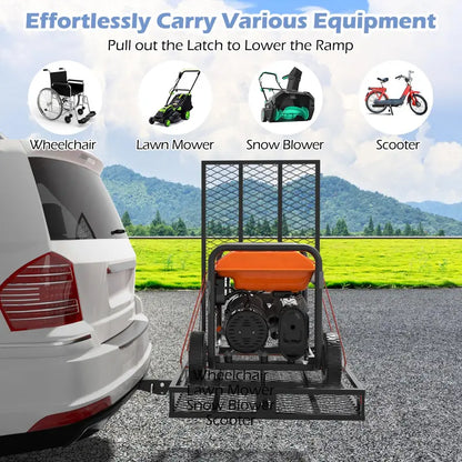 Hitch-Mounted Wheelchair and Scooter Carrier with Integrated Loading Ramp