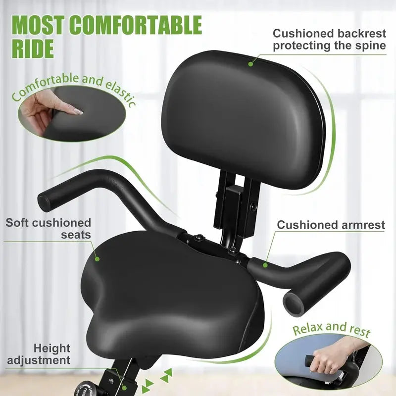 Caromix 4-in-1 Folding Exercise Bike  Upright & Recumbent Indoor Cycling Station with 16 Resistance Levels