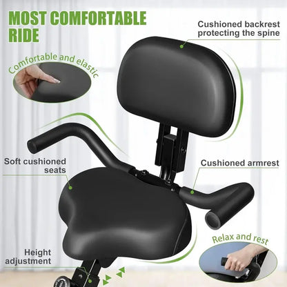 Caromix 4-in-1 Folding Exercise Bike  Upright & Recumbent Indoor Cycling Station with 16 Resistance Levels